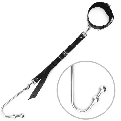 Анальный крюк 3 с ошейником из натуральной кожи Art of Sex - Anal hook, Черный photo 1