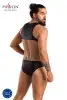 Мужское кожаное боди Passion 056 Adam L/XL Black, заклепки photo 6
