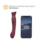Смартвибратор 3в1 Zalo — Queen Wine Red, пульсирующая жемчужина и вакуум, кристалл Swarovski photo 10