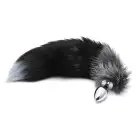 Металлическая анальная пробка Лисий хвост Alive Black And White Fox Tail M, диаметр 3,4 см photo 2