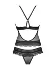Полупрозрачный набор с украшениями Obsessive Ivannes top & thong S/M, черный, топ и танга photo 4