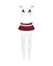 Эротический костюм школьницы с мини-юбкой Obsessive Schooly 5pcs costume S/M, бело-красный photo 3