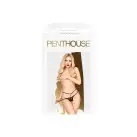 Трусики-стринги Penthouse Open Secret L/XL Black, открытый доступ, декор из кружева и камня photo 3