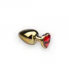 Анальная пробка,Gold Heart Ruby, M  photo 1
